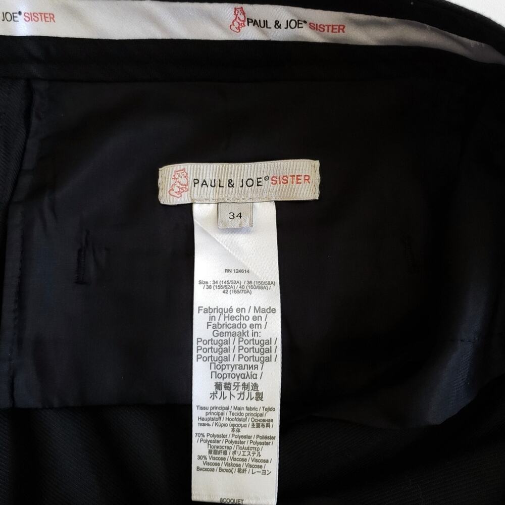 PAUL & JOE Sister Coquet pintuck classic career black pants French Size 34 2 XS - Picture 7 of 9